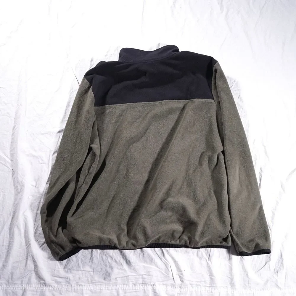 The North Face Quarter Zip Fleece Jacket Color Block Black Olive Mens XL